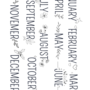 Black and white monthly stickers